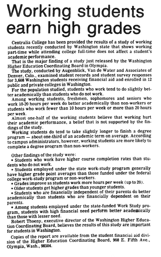 Working students earn high grades
