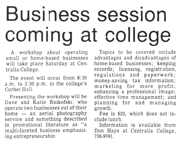 Business session coming at college