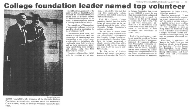 College foundation leader named top volunteer
