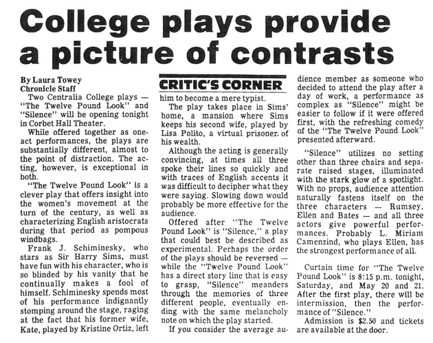 College plays provide a picture of contrasts