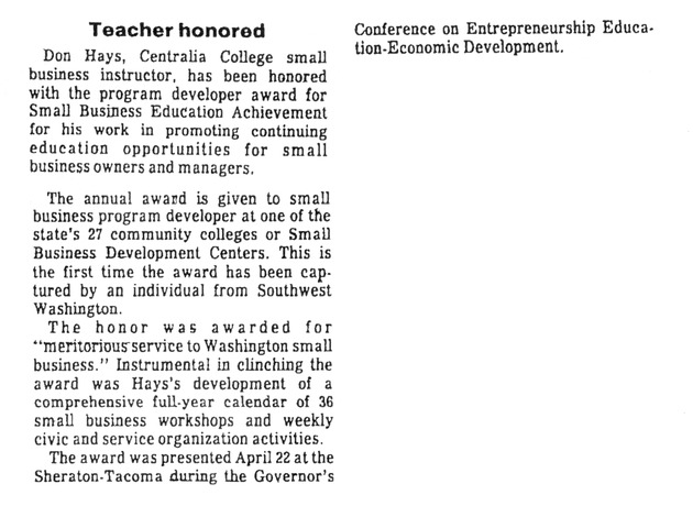 Teacher honored