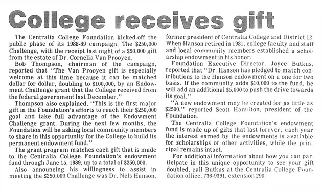 College receives gift