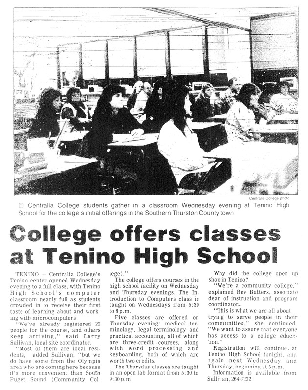 College offers classes at Tenino High School