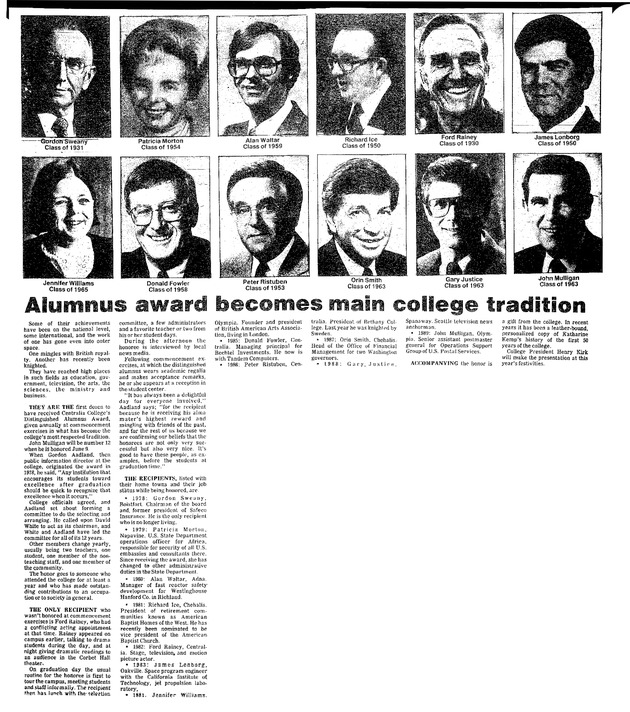 Alumnus award becomes main college tradition