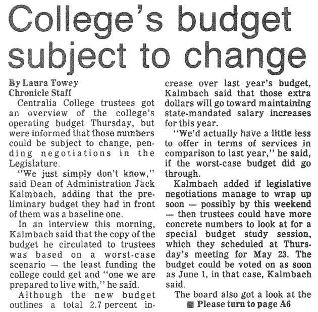 College's budget subject to change