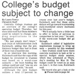 College's budget subject to change