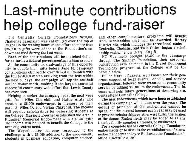 Last-minute contributions help college fund-raiser