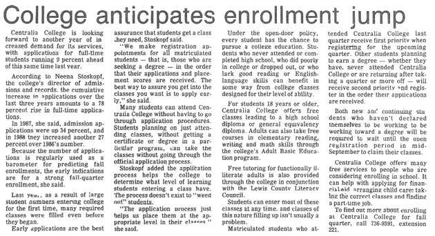 College anticipates enrollment jump