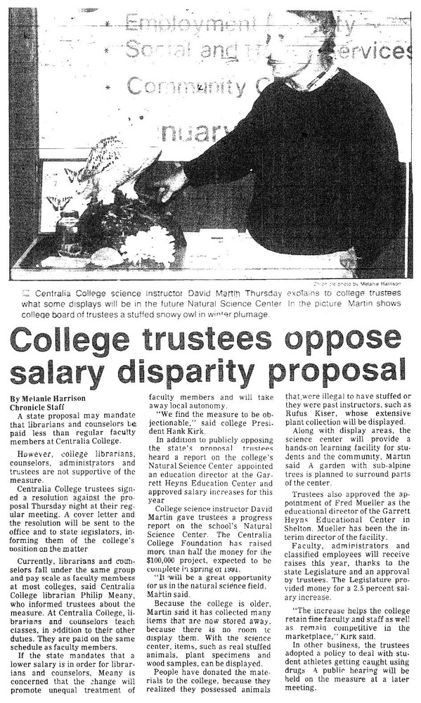 College trustees oppose salary disparity proposal