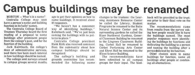 Campus buildings may be renamed