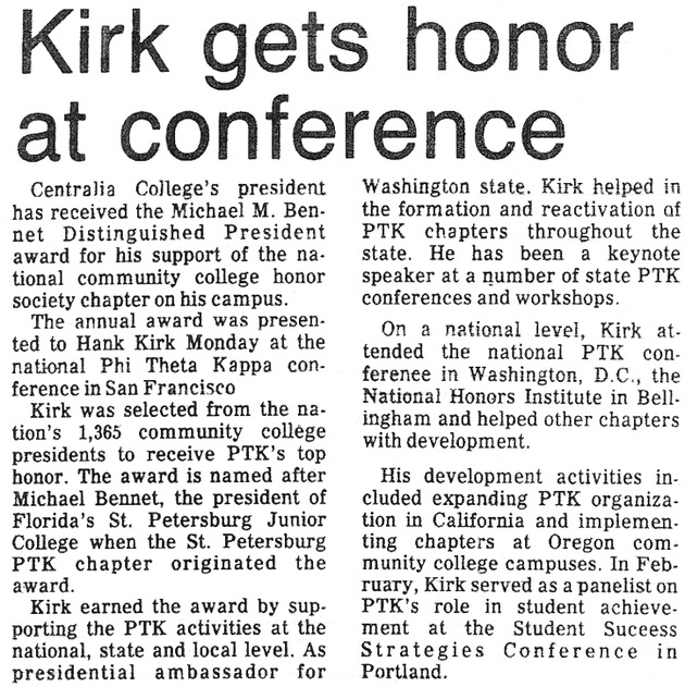 Kirk gets honor at conference