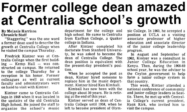 Former college dean amazed at Centralia school's growth