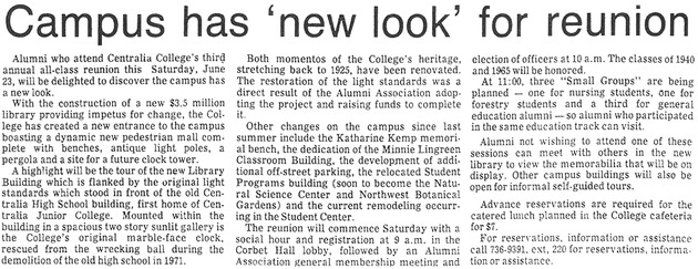 Campus has 'new look' for reunion
