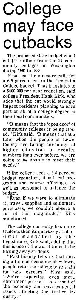 College may face cutbacks