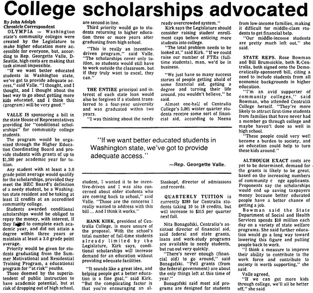 College scholarships advocated