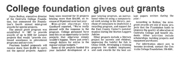 College foundation gives out grants