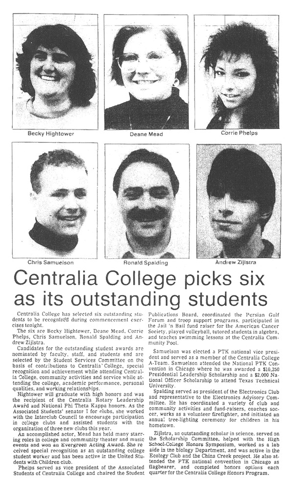 Centralia College picks six as its outstanding students
