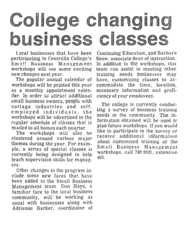 College changing business classes