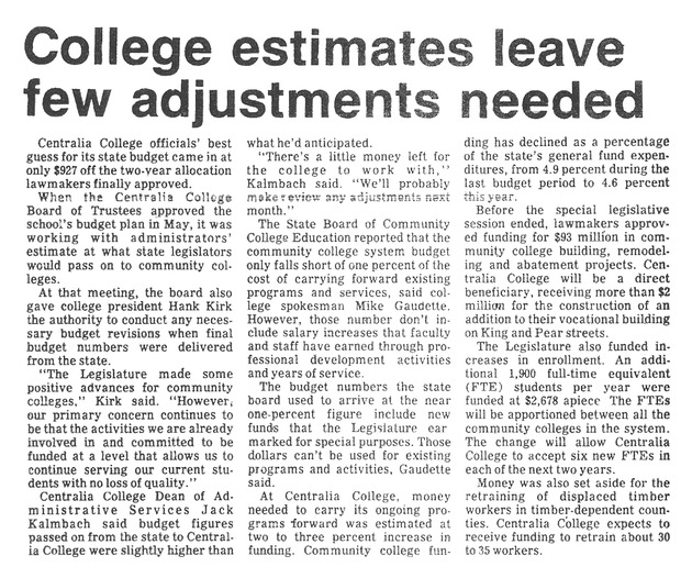 College estimates leave few adjustments needed