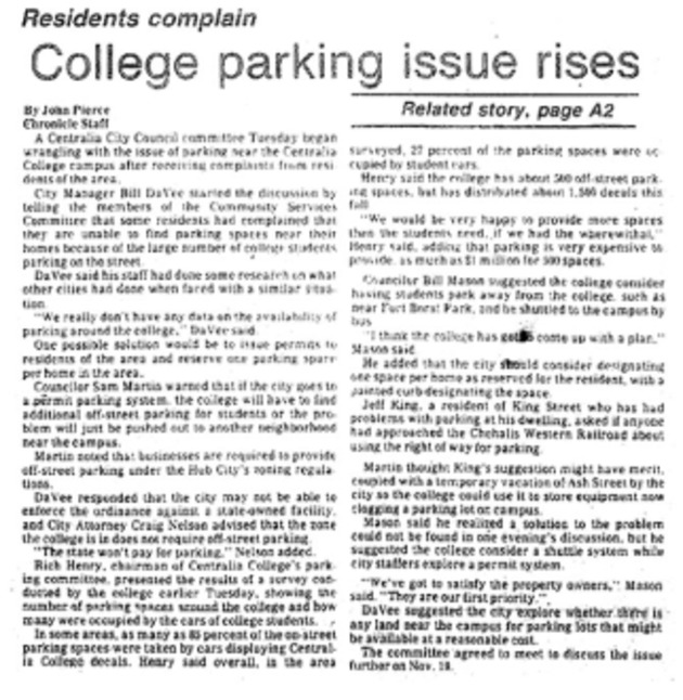 College parking issue rises