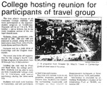 College hosting reunion for participants of travel group: