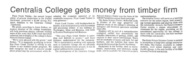 Centralia College gets money from timber firm