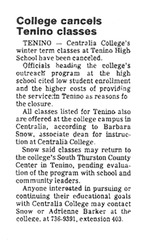 College cancels Tenino classes: