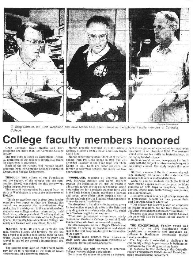College faculty members honored