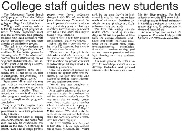 College staff guides new students