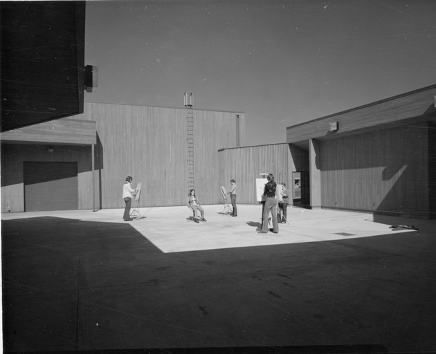 Courtyard between Corbet Hall and Corbet Annex (Art)