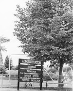 View of Noble Field and Signage