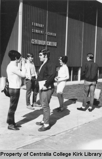 Students at the entrance #1 - Student Center in the 1980's