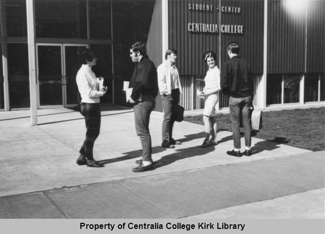 Students at the entrance #2 - Student Center in the 1980's