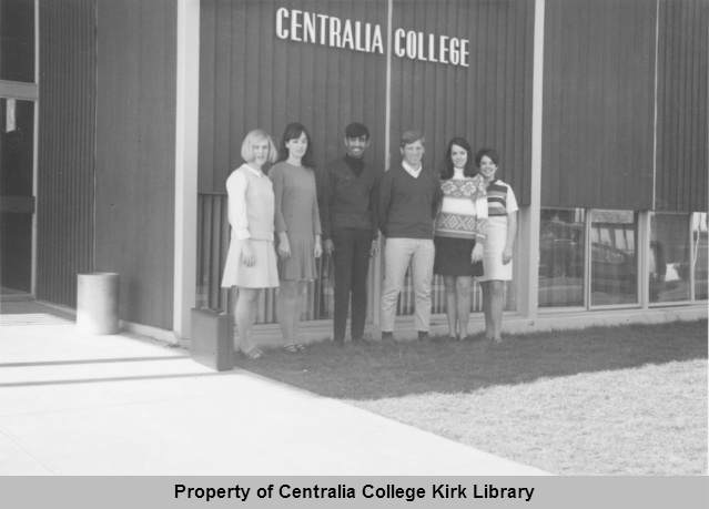 Students at the entrance #3 - Student Center in the 1980's