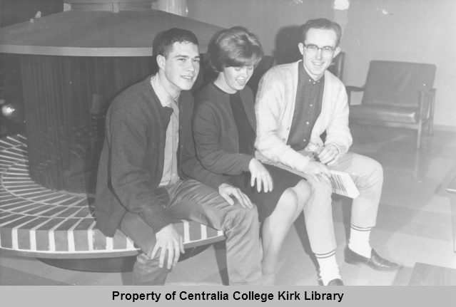 Sitting around the fireplace - Student Center in the 1980's
