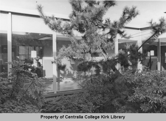 Glass covered courtyard (atrium) - Student Center in the 1980's