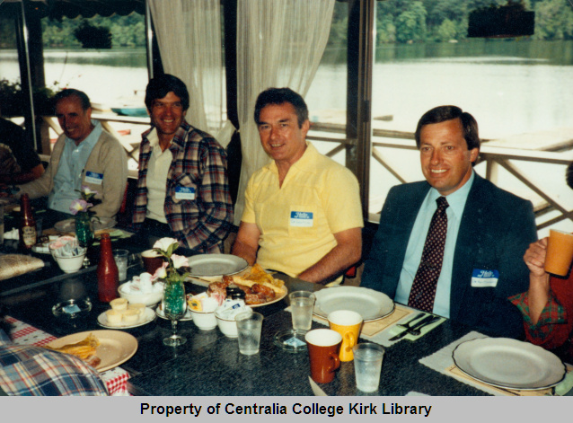 Carl Hite (plaid shirt), Dale Miller (yellow shirt); Ken Minneart (suit) - Community College District 12 Retreat