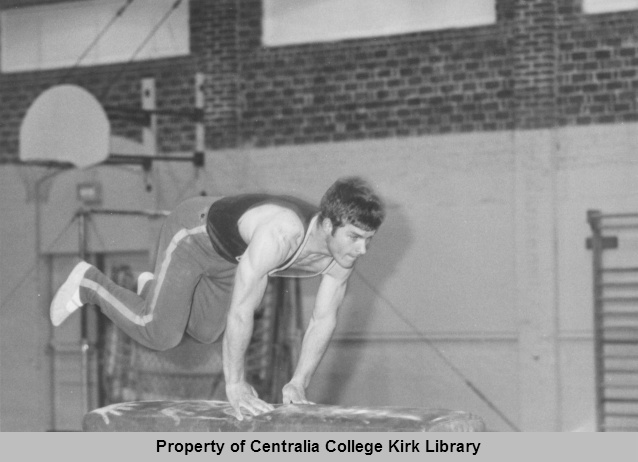 Norm Steelhammer on long horse - Men's Gymnastics