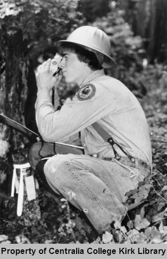 Forestry Student Using A Relascope