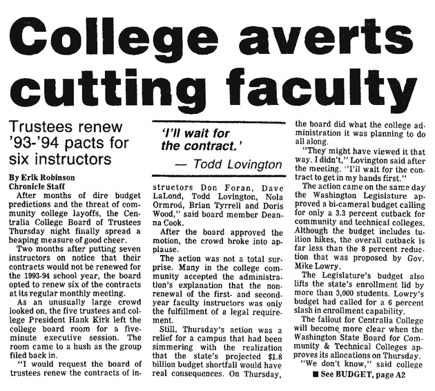 College averts cutting faculty