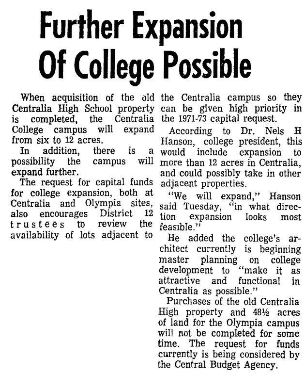 Further Expansion of College Possible