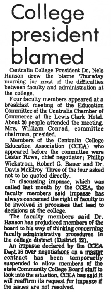 College president blamed