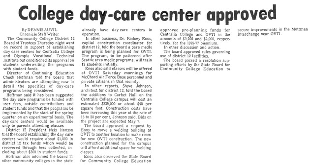 College day-care center approved