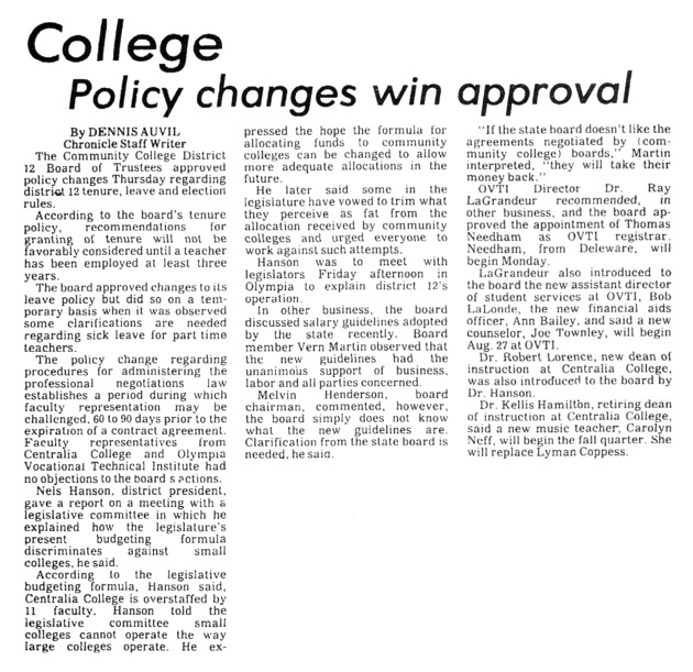 College policy changes win approval