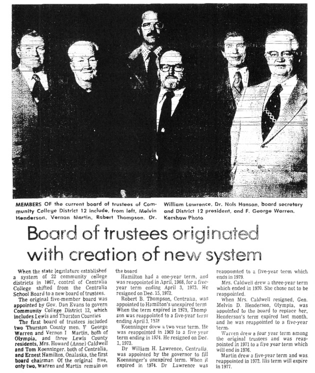 Board of trustees originated with creation of new system