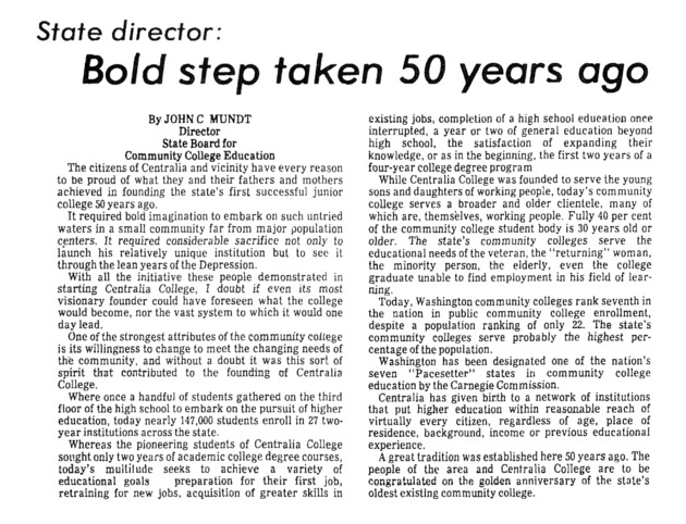 State Director: Bold Step Taken 50 Years Ago