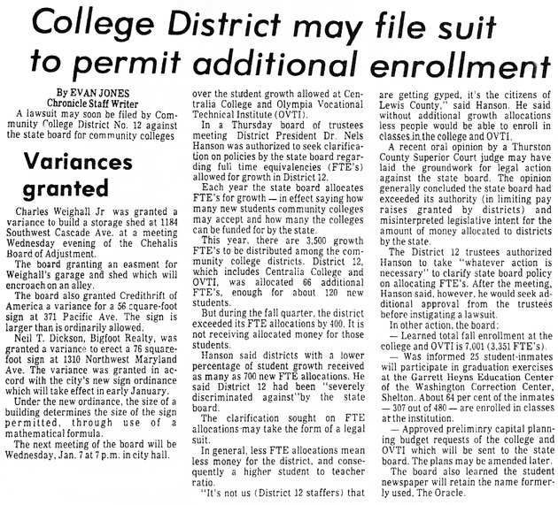 College District may file suit to permit additional enrollment
