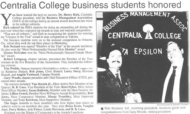 Centralia College business students honored