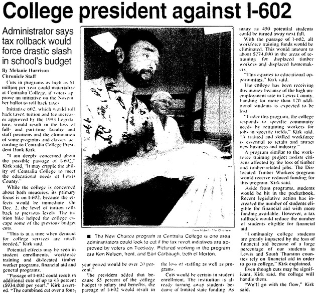 College president against I-602