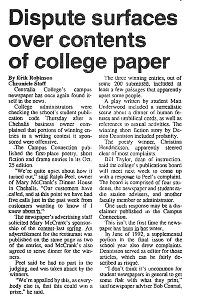 Dispute surfaces over contents of college paper.